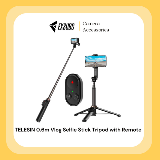 TELESIN 0.6m Vlog Selfie Stick Tripod with Remote for GoPro/ Phone