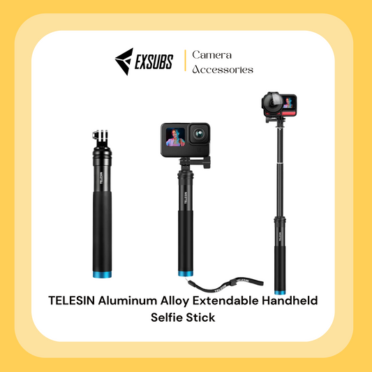 TELESIN Aluminum Alloy Extendable Handheld Selfie Stick