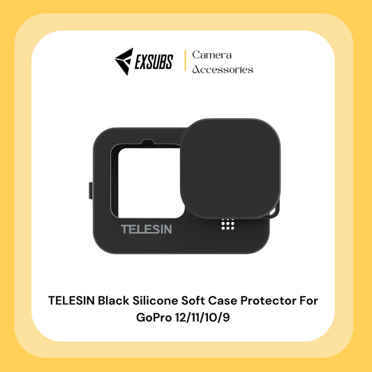TELESIN Black Silicone Soft Case Protector Used For GoPro 12/11/10/9