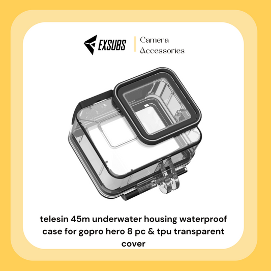 TELESIN 45M Underwater Housing Waterproof Case for GoPro Hero 8 PC & TPU Transparent Cover